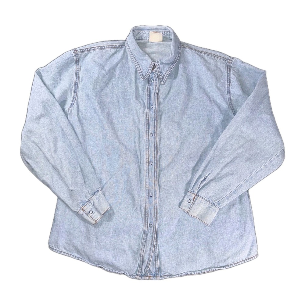 Streets Ahead Shirt Men's Large Long-Sleeve Button Down 90s Casual Retro Denim